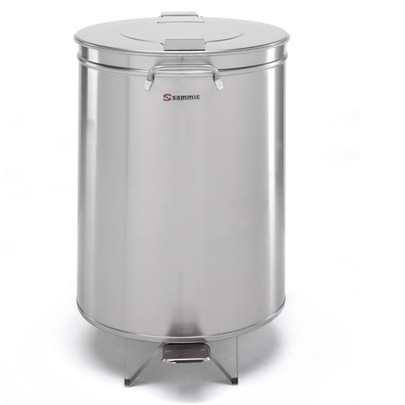 Caixote do lixo em aço inox de 95 litros com pedal da Sammic