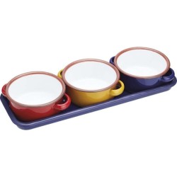 Zestaw 3 emaliowanych miseczek z tacą marki Kitchen Craft
