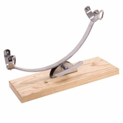 Portaprosciutto basculante in acciaio inox con base in legno