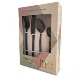 Comas Vintage black 24-piece cutlery set