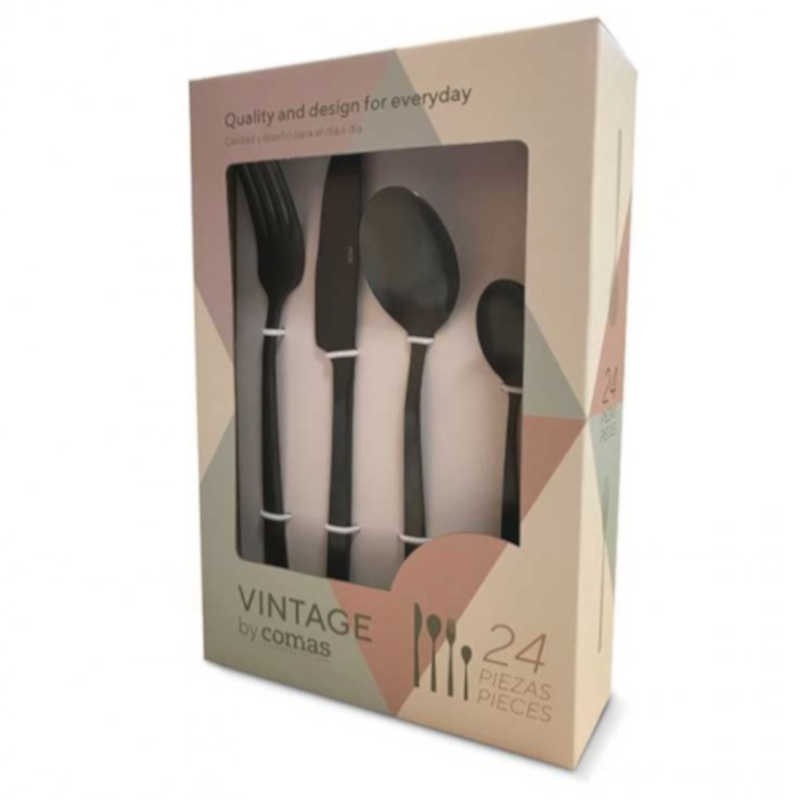 Servizio di posate 24 pezzi modello Vintage nero Comas