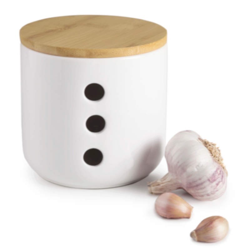 Pojemnik na czosnek z ceramiki i bambusa marki Ibili