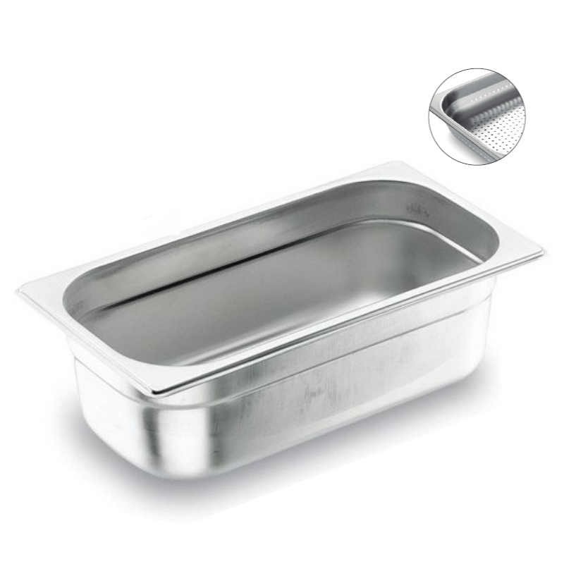 Bacinella gastronorm 1/2 forata in acciaio inox 18/10