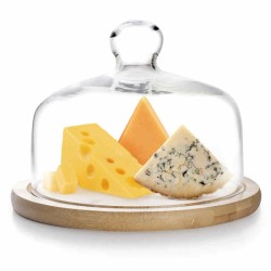 Ibili Käseglocke aus Glas mit Holzsockel