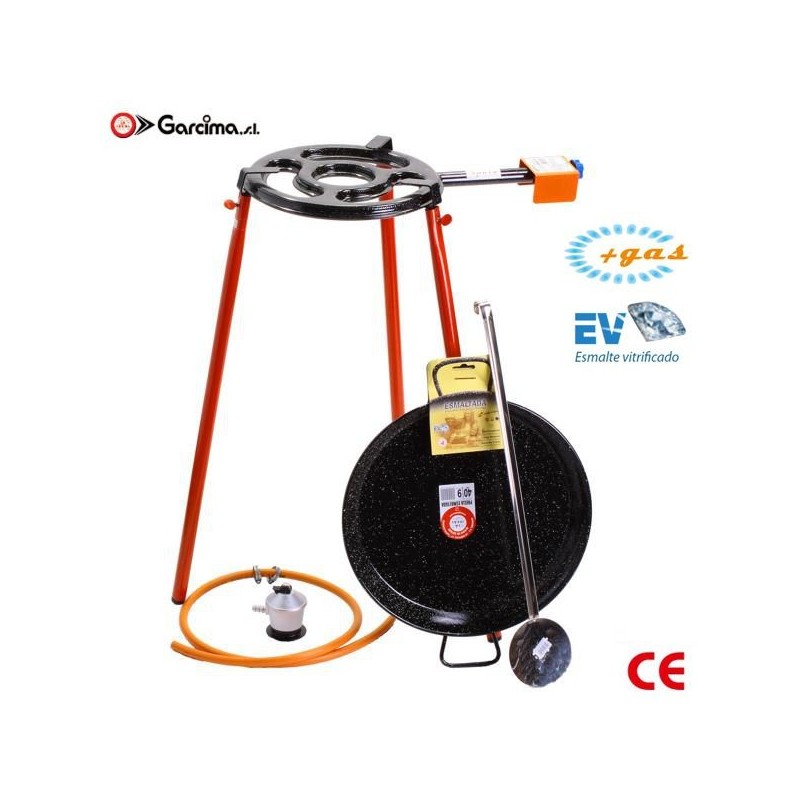 Kit queimador plano de 30 cm e paelheira de 46 cm