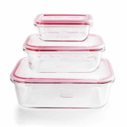 Ibili 3er-Set Frischhaltedosen aus Glas Lunch Away