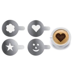 Ibili Set mit 4 Schablonen für Kaffeedekoration
