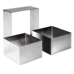 Conjunto de 3 aros de empratamento quadrados em inox de 6, 8 e 10 cm