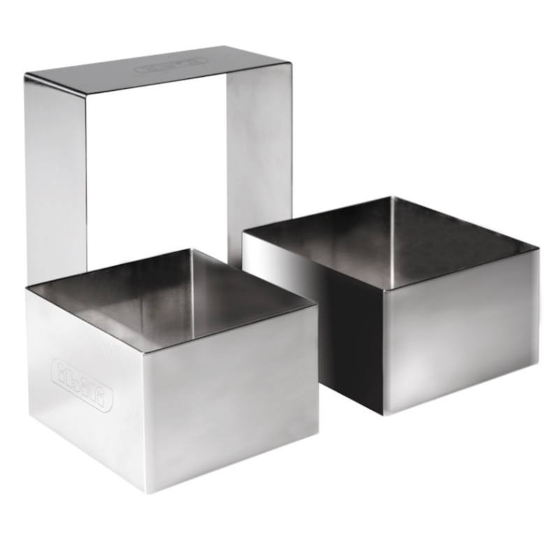 Ibili 3er-Set Anrichtringe quadratisch aus Edelstahl, 6, 8 und 10 cm