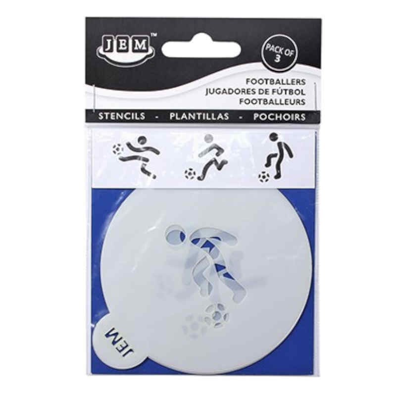 Set di 3 stencil per decorare torte motivo calcio
