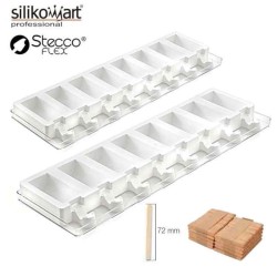 Conjunto de formas Mini Chic SteccoFlex da Silikomart + 100 palitos