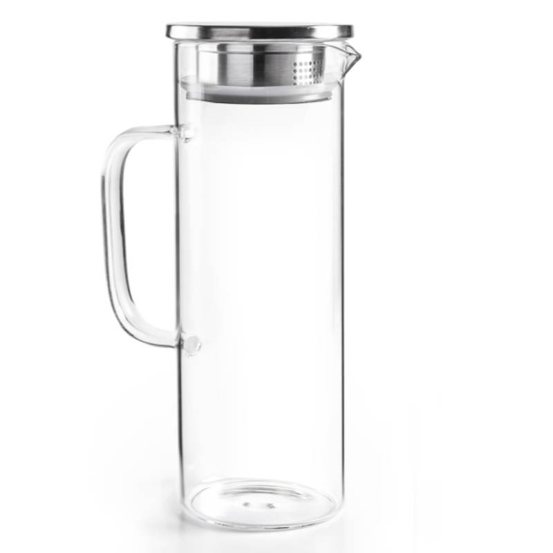 Jarra de vidrio con tapa y boquilla, jarra de agua de vidrio de 68 onzas  para refrigerador, jarra de agua de vidrio para té helado, agua