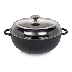 Küchenprofi deep cast iron casserole with glass lid