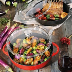 Cocotte en fonte à couvercle en verre Marmite de Küchenprofi
