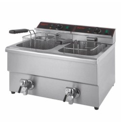 Pujadas Elektro-Fritteuse mit zwei Becken 8+8 L und Ablasshahn