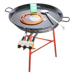 Klassisches Paella-Gasbrenner-Set 60 cm mit emaillierter Paella-Pfanne 70 cm