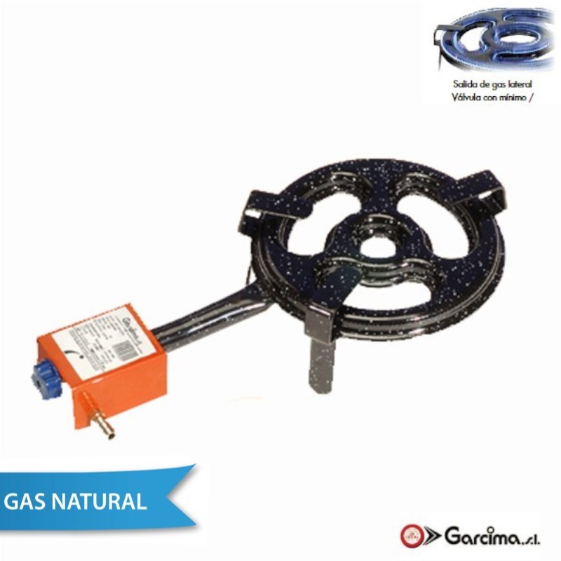 Comprar paelleros de gas natural de tubo plano de Garcima. Precios diámetro  / aros 20 cm / 2 quemadores