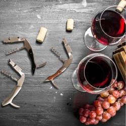 Boj two-lever waiter's corkscrew in stainless steel and wood