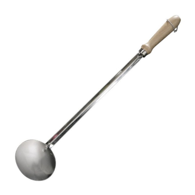 Garcima stainless steel paella paddle with wooden handle