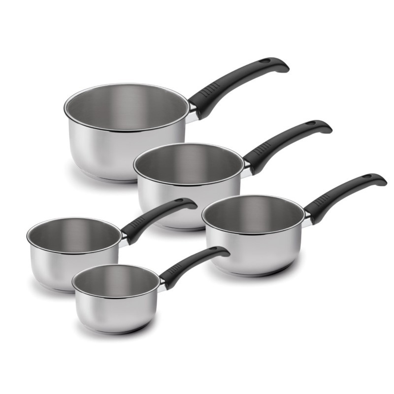 Set of 5 Lacor Estudio 18/10 stainless steel saucepans