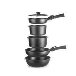 Batería de cocina de aluminio fundido Kompakto 9 piezas de Ibili