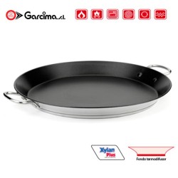 Stainless steel non-stick paella pan for induction and ceramic hobs