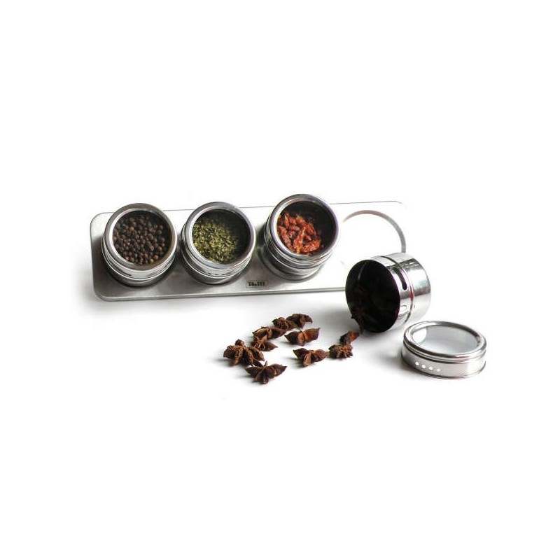 Conjunto de 4 especieiros magnéticos com suporte da Ibili