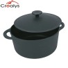 Crealys Gusseisen-Cocotte rund, schwarz emailliert