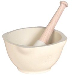 Mortaio in ceramica con pestello di Emile Henry