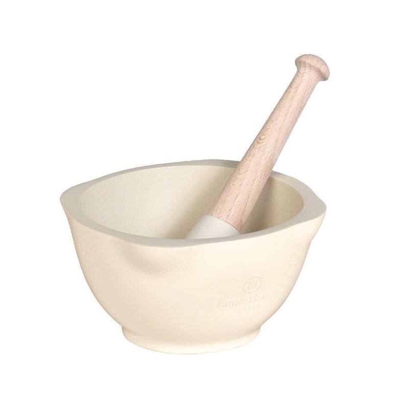 Mortaio in ceramica con pestello di Emile Henry