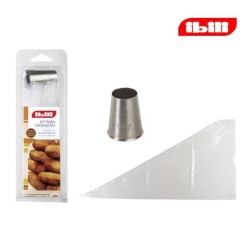 Ibili Kroketten-Set mit 10 Spritzbeuteln und Edelstahltülle