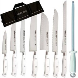 Arcos Riviera Blanc professional knife set with case
